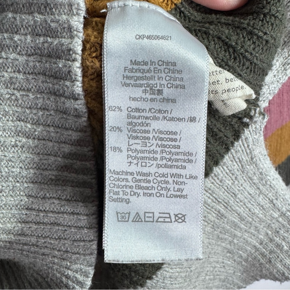 Madewell Striped Ribbed Knit Sweater XXL Pocket Crewneck Oversized - Picture 5 of 6
